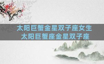 太阳巨蟹金星双子座女生 太阳巨蟹座金星双子座